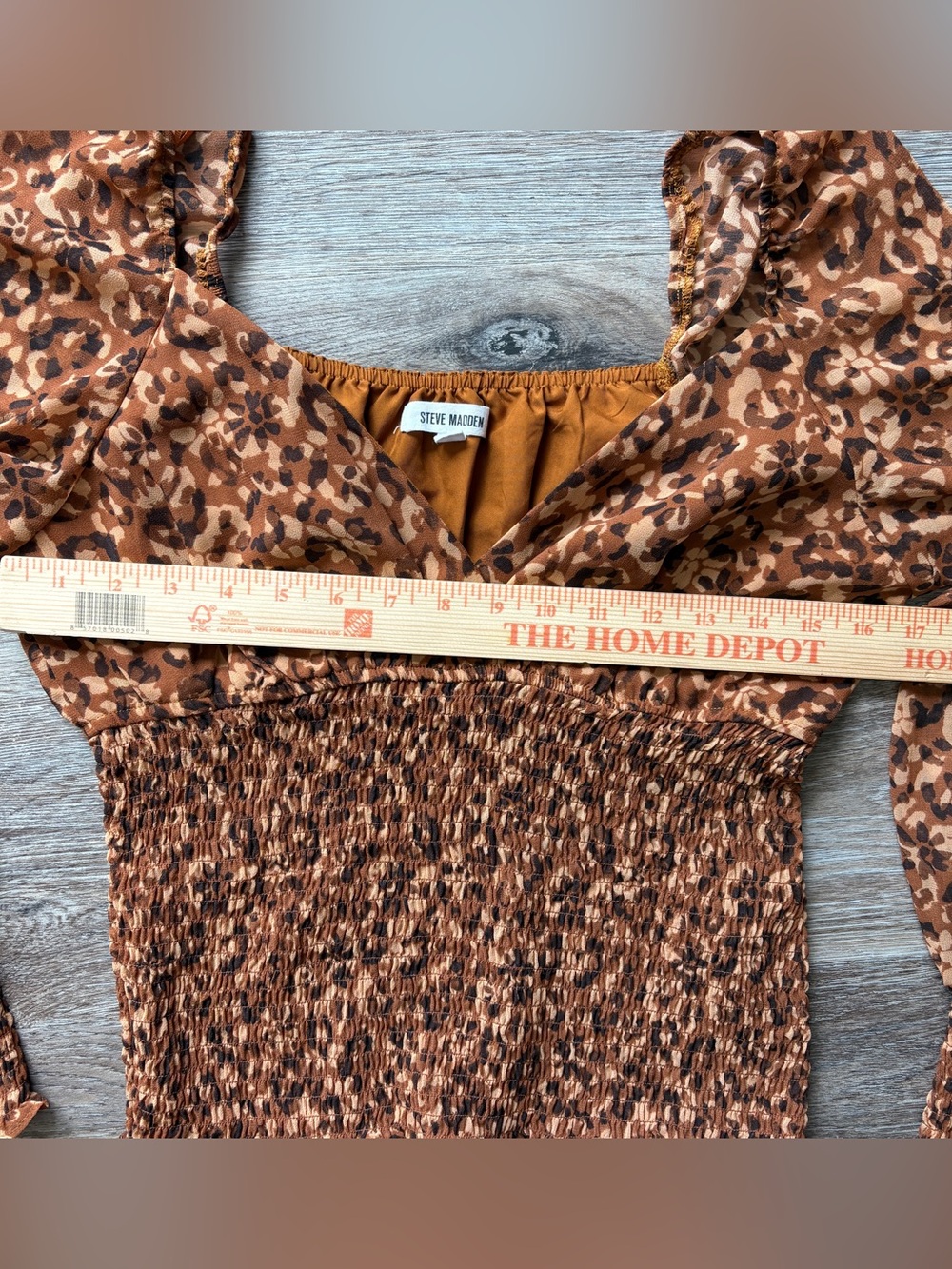 Steve Madden Animal Print Cheetah Smocked Crop Top L 🤎🐆☀️ - Picture 4 of 8